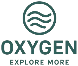 Oxygen-AT logo. a circle containing 3 wavy lines with text below the circle saying Oxygen, explore more.