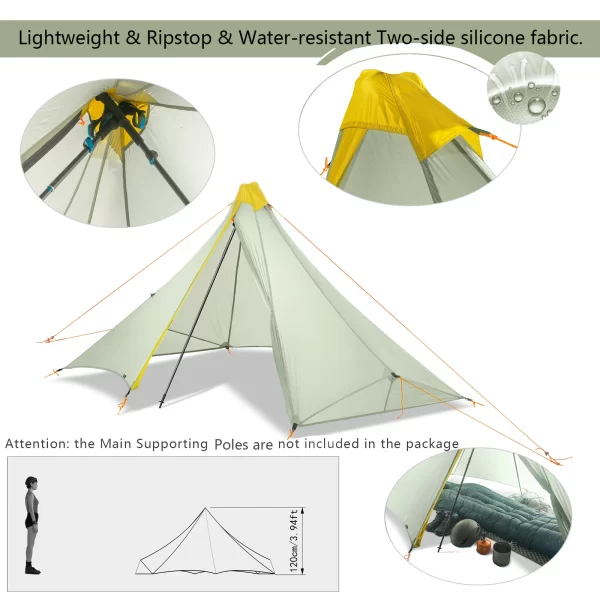 Ultralight Pyramid Flysheet Tent -  410g - 1 Person - Image 2