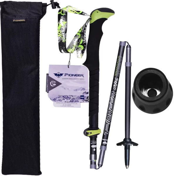 Pioneer Folding Ultralight Quick Lock Trekking Poles Hiking Pole Race Running Outdoor Walking Stick Carbon Fiber 115-135cm - Image 4