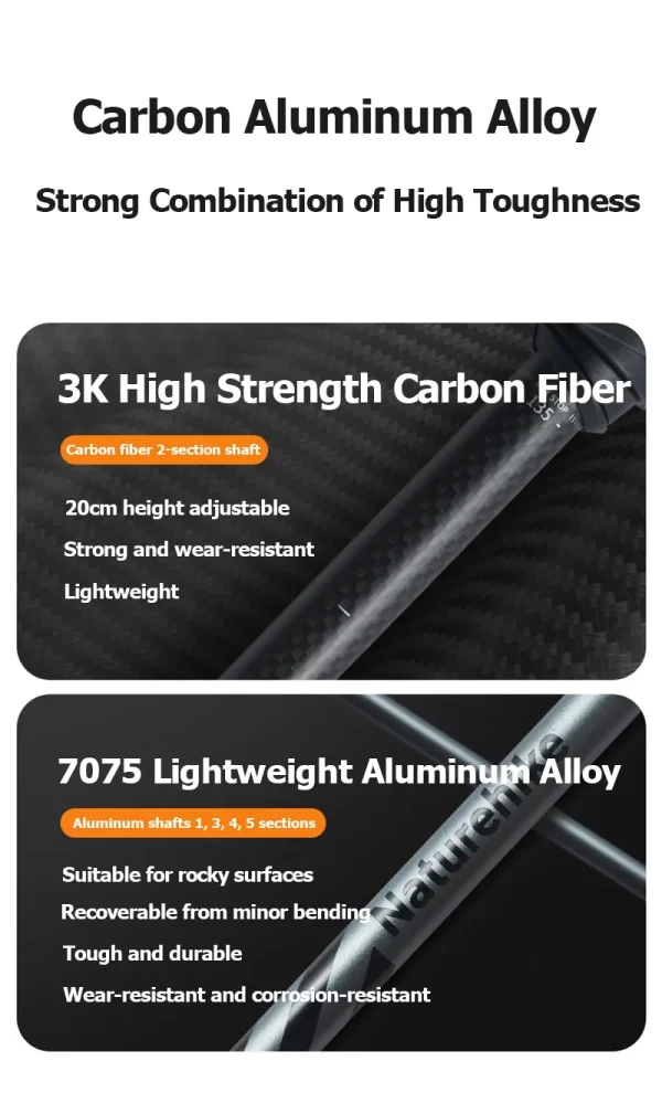 Naturehike Carbon Fibre Walking Poles Carbon - Image 6