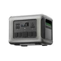 Black Portable Power Station for Camping on a whit background with UK plug standards